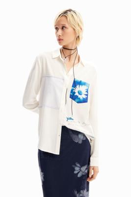 T-shirt patch zakje madeliefje - WHITE - XL