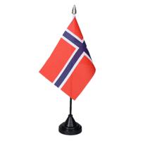 Vlag Noorwegen tafelvlaggetjes - 1x stuks - 10 x 15 cm vlag - met zwarte standaard - versiering