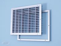 Deurrooster brandwerend geanodiseerd kader grijze lamellen