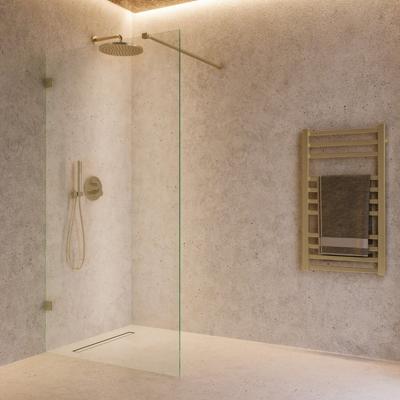 Inloopdouche SaniClear Modern | 90x200 cm | Profieloos | Helder glas | Geborsteld messing beslag