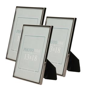 Zep - 3x stuks - Fotolijst - zilver/zwart - metaal - glas - staand - geschikt voor foto - 13 x 18 cm