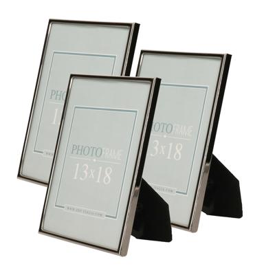 Zep - 3x stuks - Fotolijst - zilver/zwart - metaal - glas - staand - geschikt voor foto - 13 x 18 cm