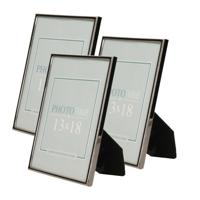 Zep - 3x stuks - Fotolijst - zilver/zwart - metaal - glas - staand - geschikt voor foto - 13 x 18 cm
