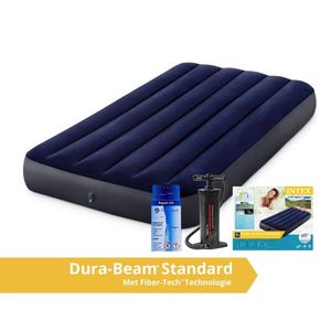 Intex Classic Dura-Beam - Luchtbed - 1 Persoons - Met Repairset en Handpomp - 191x99x25 cm - PVC - Blauw