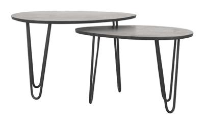 LABEL51 Organische Salontafel 'Frisk' Set van 2 stuks, Zwart Mangohout