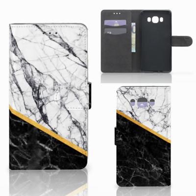 Samsung Galaxy J7 2016 | Bookcase | Marmer Wit Zwart - Origineel Cadeau Man