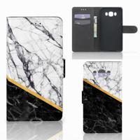 Samsung Galaxy J7 2016 | Bookcase | Marmer Wit Zwart - Origineel Cadeau Man