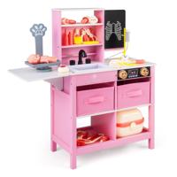 Dokterpraktijkset Houten Medisch Centrum met Bord Draagtas & Medische Accessoires Rollenspel-ziekenhuisset-Roze