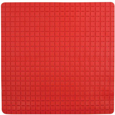 Douche/bad anti-slip mat badkamer - rubber - rood - 54 x 54 cm - vierkant