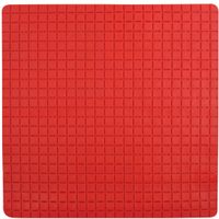 Douche/bad anti-slip mat badkamer - rubber - rood - 54 x 54 cm - vierkant