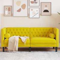Tweezitsbank Chesterfield-stijl en bolsters fluweel geel
