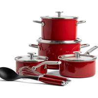 KitchenAid Pannenset Steel Core Enamel Keizerrood 10-Delig