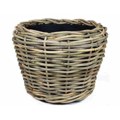 Planten/bloemen mand - rotan - gevlochten riet - D47 x H35 cm - drypot - plantenpot