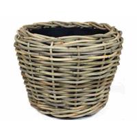 Planten/bloemen mand - rotan - gevlochten riet - D47 x H35 cm - drypot - plantenpot
