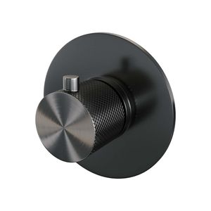 Inbouwthermostaat Brauer Gunmetal Carving met Ronde knop en Rozet Geborsteld Gunmetal
