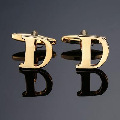 1 paar gouden letters A-Z naam Manchetknopen mannen Frans overhemd Manchetknopen (D)
