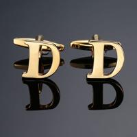 1 paar gouden letters A-Z naam Manchetknopen mannen Frans overhemd Manchetknopen (D)
