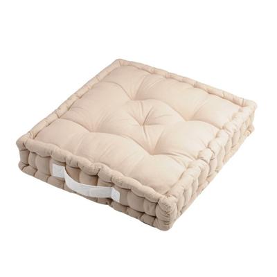 Stof Textile Vloerkussen DUO - lichtbeige - katoen - 45 x 45 x 10 cm - vierkant - Extra dik
