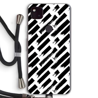 Zwarte vegen: Pixel 4a 5G Transparant Hoesje met koord