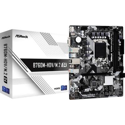 ASRock B760M-HDV/M.2 D4 Moederbord Socket Intel LGA 1700 Vormfactor Micro-ATX Moederbord chipset Intel® B760