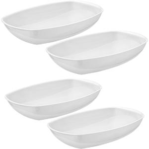 Set van 4x stuks witte serveerschalen/saladeschalen 22 x 34 en 19 x 28 cm