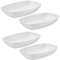 Set van 4x stuks witte serveerschalen/saladeschalen 22 x 34 en 19 x 28 cm