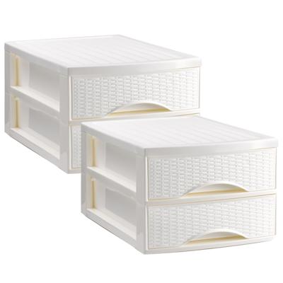 Ladekastje bureau organizer SORTED - 4x - 2 lades - wit - L26 x B35 x H19 cm - kunststof