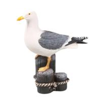 Meeuw op 3 palen - vogel - tuin beeldje - voor binnen/buiten - 18x8x20 cm - dieren tuinbeelden