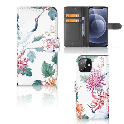 iPhone 12 | 12 Pro (6.1") | Telefoonhoesje | Met pasjeshouder | Bird Flowers