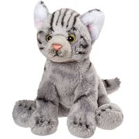Zittende grijze katten/poezen knuffel 12 cm   -