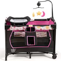 Draagbare Baby Ledikant 3-In-1 Converteerbare Box met Wiegje Bed Luiertafel Opvouwbaar Babybedje met Opbergzakje Oxford-Tasje