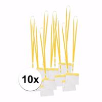 Badgehouders/naamkaarthouders - 10x - met geel keycord/lanyard - plastic - beurs/feest Badgehouders/naamkaarthouders - 10x - met geel keycord/lanyard - plastic - beurs/feest