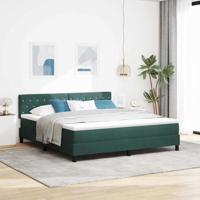 Boxspringbed met matras en LED fluweel donkergroen 180x200 cm