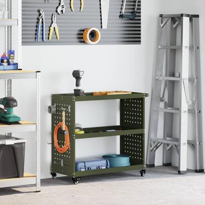 Gereedschapswagen Olijfgroen 75 x 35 x 73 cm Poedergecoat staal
