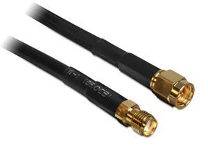 Delock WiFi-antenne Verlengkabel [1x SMA-stekker - 1x SMA-bus] 10.00 m Zwart Vergulde steekcontacten