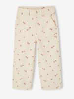 Wijde broek voor meisjes met kersen van katoen vanille