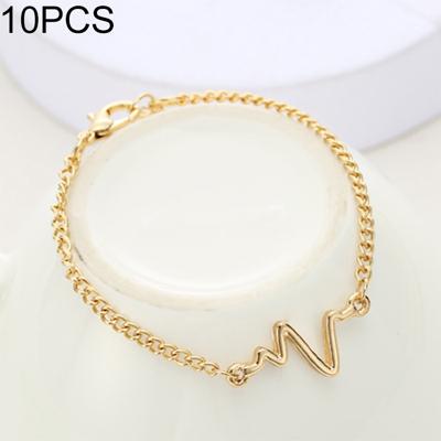 10 stuks eenvoudige persoonlijkheid Bileklik ECG figuur Lightning armband paar heartbeat frequentie armband