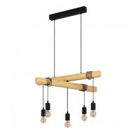 EGLO Townshend hangende plafondverlichting Flexibele montage E27 60 W Zwart, Bruin, Hout