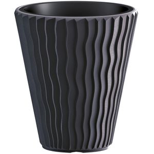 Prosperplast Plantenpot/bloempot Sand Waves - buiten/binnen - kunststof - antraciet - D39 x H43 cm   -