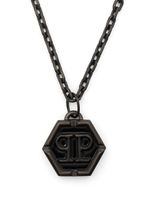 Philipp Plein collier à plaque logo - Gris