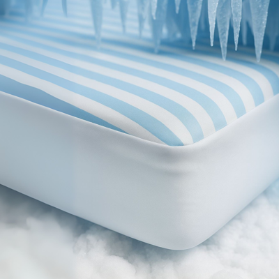 Hoeslaken Cooling - Blauw/Wit - 160x200 cm - Wit - Zydante - Dekbed-Discounter.nl