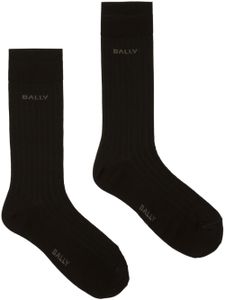 Bally chaussettes à logo en intarsia - Noir