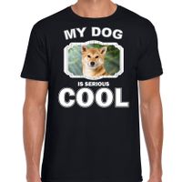 Shiba inu honden t-shirt my dog is serious cool zwart voor heren - thumbnail