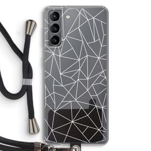 Geometrische lijnen wit: Samsung Galaxy S21 Transparant Hoesje met koord