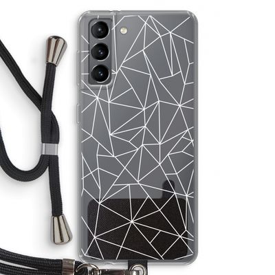 Geometrische lijnen wit: Samsung Galaxy S21 Transparant Hoesje met koord