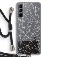 Geometrische lijnen wit: Samsung Galaxy S21 Transparant Hoesje met koord