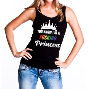 Zwart You know i am a fucking Princess tanktop dames