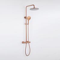 Fortifura Calvi Regendoucheset - thermostatisch - 25cm hoofddouche - metalen slang - ronde handdouche - Geborsteld koper PVD (Koper) SW1159502 SW970047