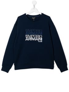 Emporio Armani Kids sweat à logo imprimé - Bleu