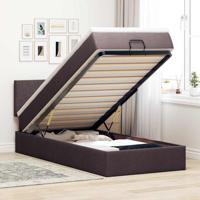 Bed met matras 100x200 cm stof donkerbruin